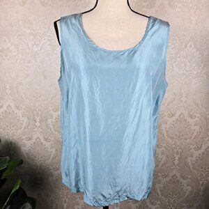 Christina Hope Size Large Light Blue Sleeveless Tank 100% Silk Scoop Neck